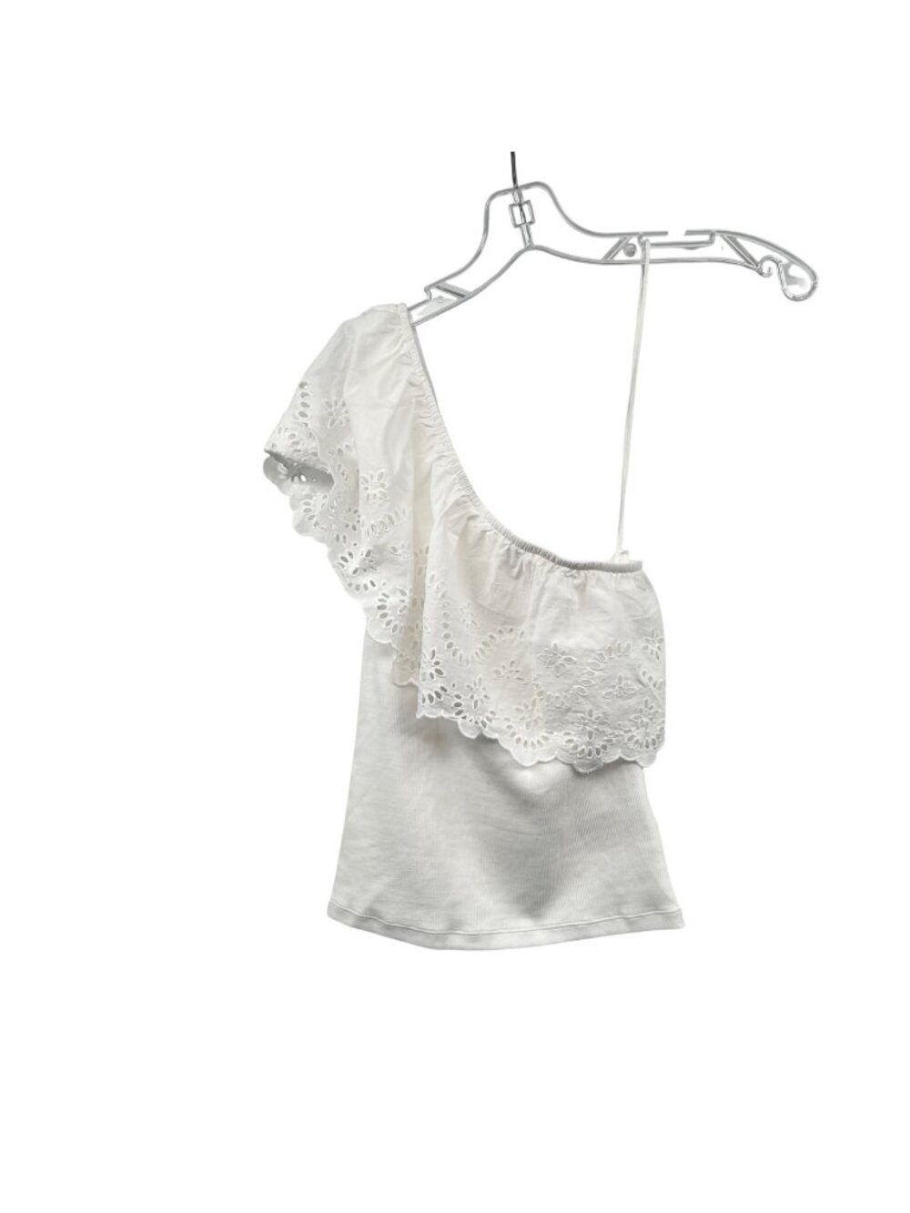 Old Navy One Shoulder Crop Top Ruffle White Womens Size XS